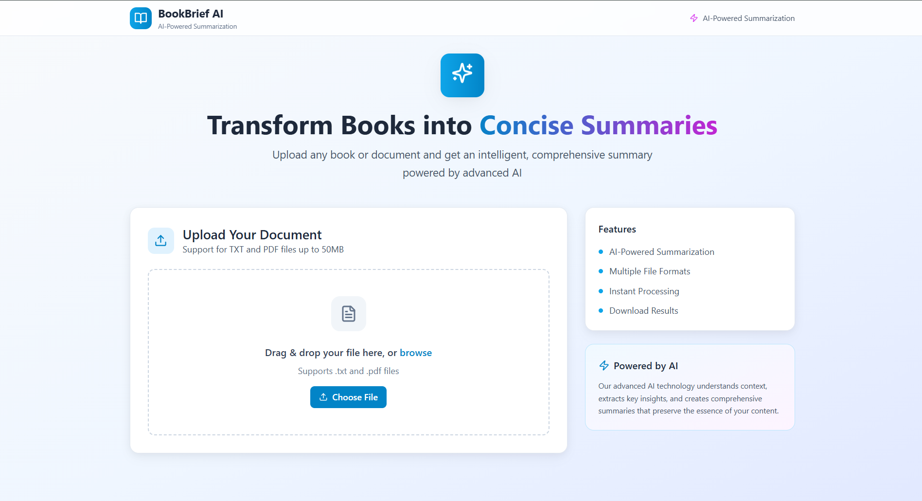 BookBrief AI summarization platform