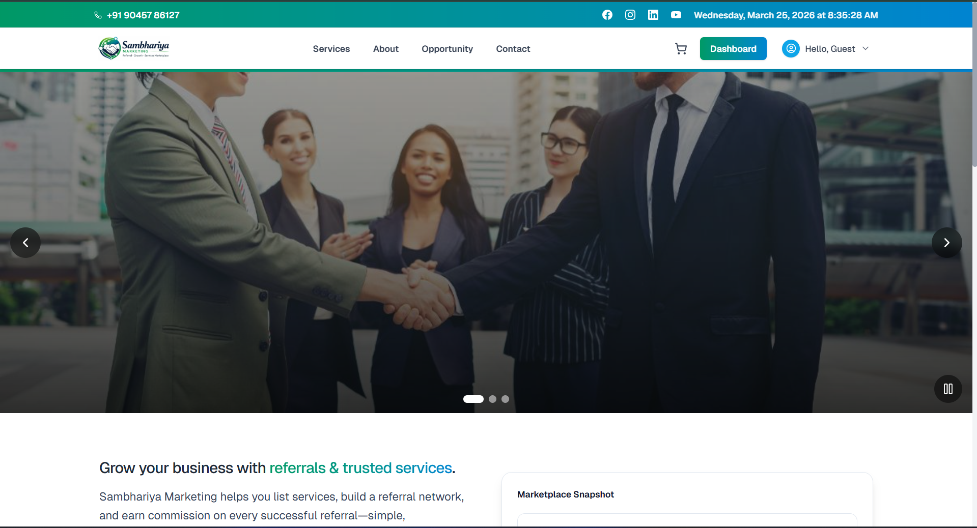 Freelance marketing project website