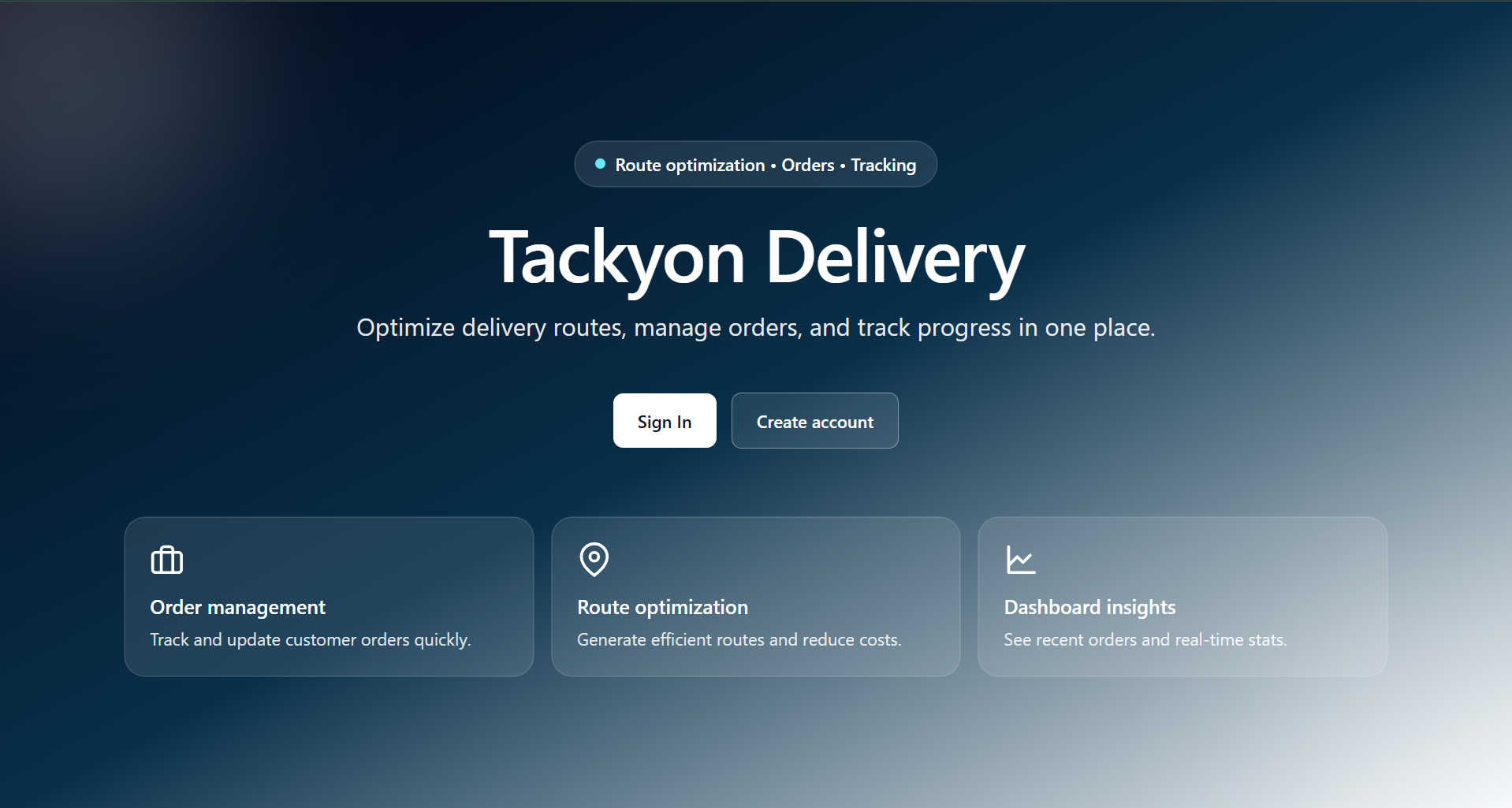 Tachyon Delivery logistics web application